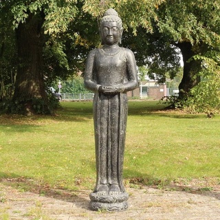 Oriental Galerie Dekofigur XXL Lebensgroße Buddha Garten Steinfigur Meditation 190 cm (1 St) grau