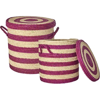 Aufbewahrungskorb Laundry Aubergine Stripes 2Er-Set In Purple