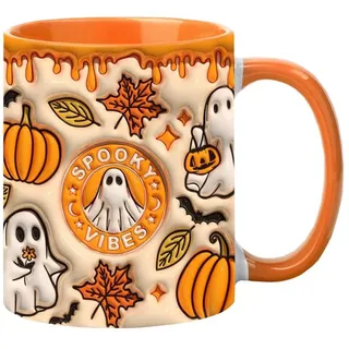 Eieenotee 3D-Halloween-Kaffeetasse, Espressotasse Aus Keramik mit, 350 Ml, Gruselige Teetasse für Den Esstisch zu Hause, in der Schule, SP-3