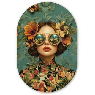 onlywow Blumen Oval Kunststoff 60x90 cm