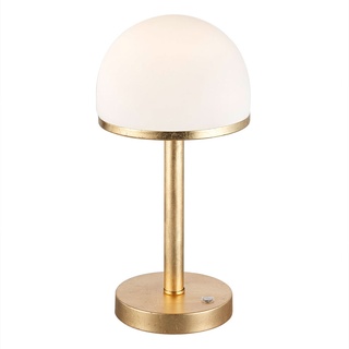 Nachttischleuchte LED Touchdimmer Tischlampe gold Schlafzimmerlampe Leselampe Wohnzimmer, Metall Glas weiß, 4,5W 450lm warmweiß, DxH 19x39 cm