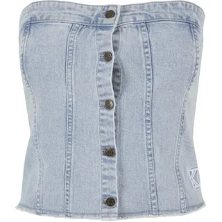 T-Shirt KARL KANI "Karl Kani Damen KW242-025-1 Karl Kani OG Washed Corset Top", Damen, Gr. L, blau (lightblau), 99% Baumwolle, 1% Elasthan, unifarben, skinny fit, ohne Ausschnitt, Shirts T-Shirt