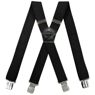 MIRROSI Hosenträger 4cm Breites X-Form mit extra Starken Clipverschluß (hoher Tragekomfort) Länge verstellbar für Damen und Herren schwarz