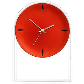 Kartell Air du Temps Tischuhr, Plastik, Kristallklar/rot, 21.5 x 8 x 30 cm