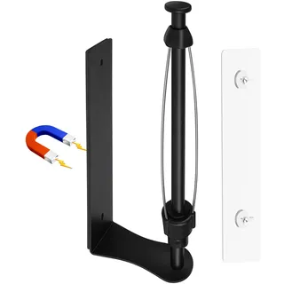 Magnetischer küchenrollenhalter mit Dämpfungseffekt, Einhandbedienung, Selbstklebend & Bohrfrei, Aus Aluminiumlegierung, für Küche, Kühlschrank, Backofen, Wohnmobil & Garage (Schwarz)