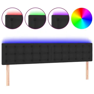 vidaXL LED Kopfteil Schwarz 180x5x78/88 cm Kunstleder