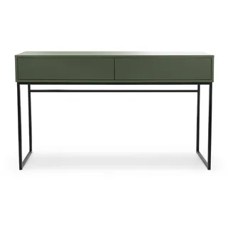 Deine Möbel 24 Schminktisch GENEVE 137 cm ideal für Schlafzimmer (Set, 1-St., Sandbeige Beige Dunklegrün), mit 2 Schubladen grün
