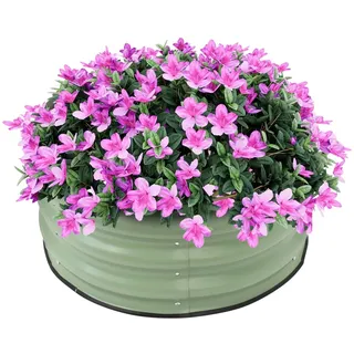 Hochbeet Metall Rund Ø 60 cm 30 cm Hoch Grün Pflanzkübel Gartenbeet für Gemüse & Blumen, Robust & Rostfrei, Verzinkter Stahl, inkl. Handschuhe
