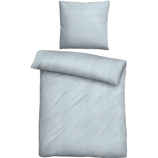 biberna Sleep & Protect 0022294 Bettwäsche Garnitur mit Kopfkissenbezug Baumwoll-Seersucker 1x 135x200 cm + 1x 80x80 cm hellblau