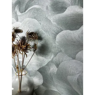 Newroom Vliestapete Diarra Silber Tapete Mustertapete Blumen, Grafik, strukturiert, Blumentapete silberfarben