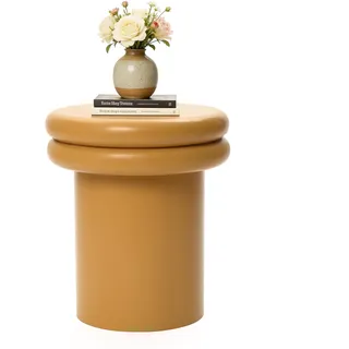 Hometopia Beistelltisch Holz, Kleiner Runder Tisch für Wohnzimmer, Schlafzimmer, kleine Räume, Skandinavische Stil, Gelb, Ø35 cm X H40 cm