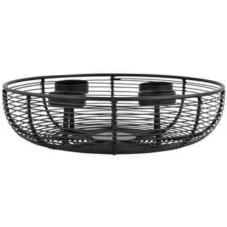 Marrakesch Orient & Mediterran Interior Kerzenhalter Orbe klein Metall schwarz Ø25cm Schale als Adventskranz