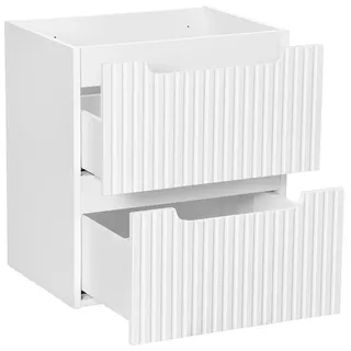 Lomadox Badmöbel Waschtischunterschrank 50 cm weiß gerillte Front Waschbeckenschrank Badschrank 2 Schubkasten Auszüge B/H/T ca. 50/57/39 cm