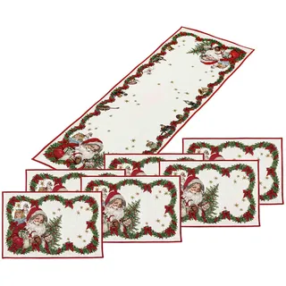 Villeroy & Boch – Toy's Fantasy Tischläufer Santa inkl. Platzsets, Waschmaschinengeeignet, Weihnachtsdekoration, Deko Weihnachten Toys, Tischläufer XL, Baumwolle, Polyester