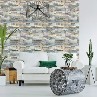 Ambiance 1 Sticker, selbstklebend, Motiv Steinbesatz | Wandverkleidung selbstklebend – Wandaufkleber aus Steinbesatz für Bad Küche Wohnzimmer | selbstklebend Tapete – 60 x 60 cm – 1 Stück