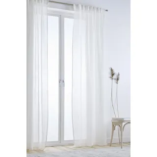 Jotex Ellen Multifunktionsgardine - hochwertige halbtransparente Leinen Gardinen für das Wohnzimmer (2er Set) - Weiß, 250 cm