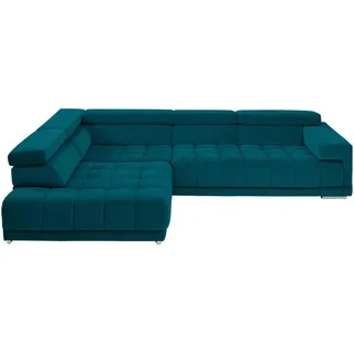 Beldomo Speed Ecksofa, Petrol, Metall, 4-5-Sitzer, Ottomane links, nicht einzeln stellbar, L-Form, 326x222 cm, Goldenes M, Typenauswahl, Stoffauswahl, seitenverkehrt erhältlich, Hocker erhältlich, Wohnzimmer, Sofas & Couches, Wohnlandschaften, Ecksofas