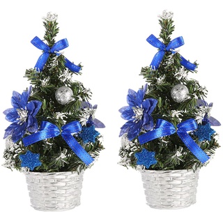 Mini-Weihnachtsbaum, künstlich, Tisch, Mini-Weihnachtsbaum, künstlich, kleiner Weihnachtsbaum, Tischdekoration, 2 Stück, Blau