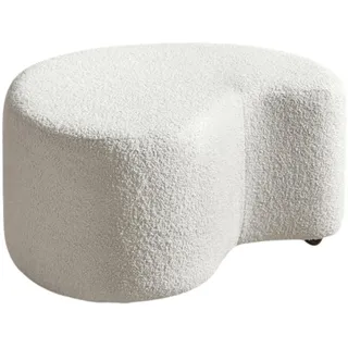 MIUFORM Pouf Hocker ǀ MIUF Sitzpouf ǀ Sitzhocker Fußbank Polsterhocker Wohnzimmer Schlafzimmer Vorzimmer Ankleidezimmer ǀ 68 x 64 x 36 cm ǀ Bouclé-Stoff (Beige)