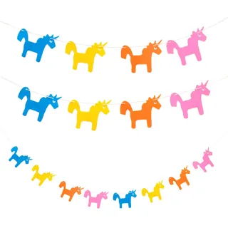 Oblique Unique® Einhorn Girlande Unicorn Banner bunt aus echtem Filz 2m - Kinder Geburtstag Party Deko