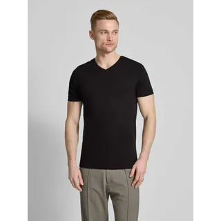 T-Shirt mit V-Ausschnitt, Black, M