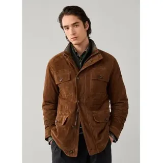 Hackett London für Herren. HM4000225 Lis Lederjacke braun (L), Lässig, Wildleder