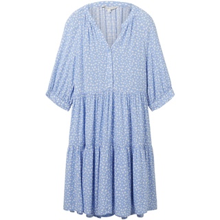 TOM TAILOR DENIM Damen Kleid mit Volants, blau, Blumenmuster, Gr. XL