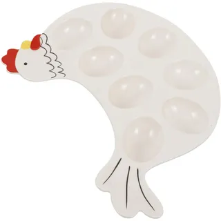 LABRIMP Eierplatte Keramik Für Ostern Großes Serviertablett Im Hühnerdesign Für Gefüllte Eier Präsentation Von Ostereiern Im Restaurant Oder Zuhause