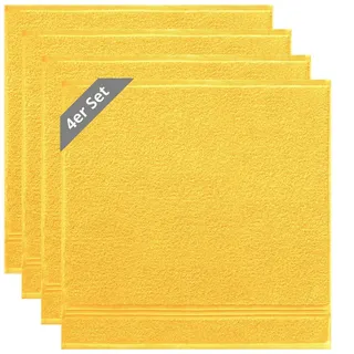 Lashuma Geschirrtücher 100% Baumwolle 50x50cm Gelb, Linz 4er Set Frottee Trockentücher für Hände