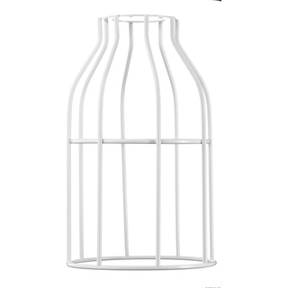 Hoopzi - Käfig - Lampenschirm aus lackiertem Stahl - Cage - Zur Abhängung, Tischlampe, Stehlampe, Wandleuchte - Kompatibel mit E27 Gewinde - Befestigungsring - Weiß