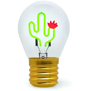 LEGAMI - Glühbirnenförmige Tischlampe, wiederaufladbar mit USB Kabel, kabellos, Glühbirnen Fiktion, Cactus Thema, 6,8 x 10,3 cm