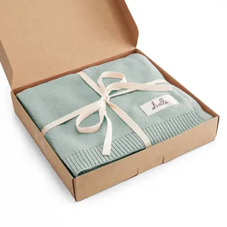 Livella Babydecke 90 x 70 cm – weiche Strickdecke aus 100% Bio-Baumwolle | mit Geschenkbox, atmungsaktiv, maschinenwaschbar, OEKO-TEX 100 & GOTS zertifiziert, für Kinderwagen, Babybett & unterwegs