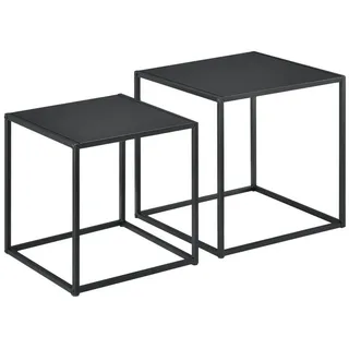 [en.casa] Beistelltisch Morsum 2er Set Industriedesign Schwarz