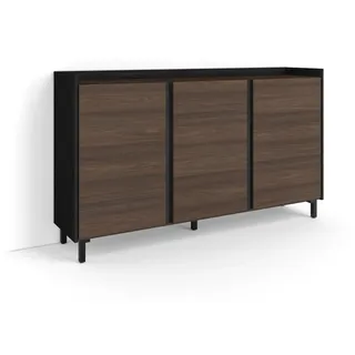 SKRAUT HOME Sideboard 156 x 91 x 35 cm Dunkler Eiche / Schwarz