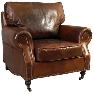 Loungesessel Wales Vintage-Leder Echtleder Sessel Vintage Cigar Dunkelbraun