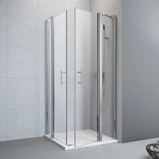 Megabad Planplus Eckeinstieg mit Festteil 80 x 80 x 195 cm, Duschkabinen,