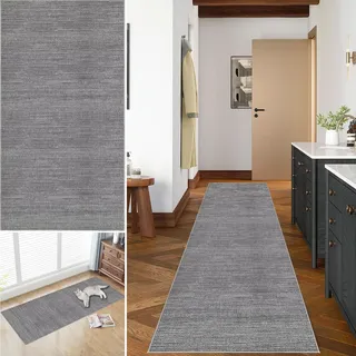 Läufer Teppich für Flur Rutschfest Küchenläufer Teppich Läufer für Küche Waschbar Teppichläufer Flur Teppich 40 x 60 cm Küchenteppich Schmutzfangmatte für Eingang Wohnzimmer Schlafzimmer Grau