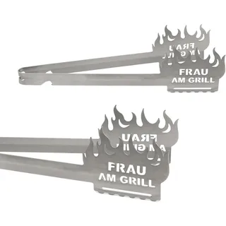 Grillzange Motiv Frau am Grill, spülmaschinengeeignet, Geschenkidee, Grillgeschenk
