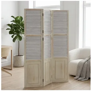 Homestyle4u Paravent Raumteiler Trennwand Holz Sichtschutz Grau Indoor Sichtschutz faltbar (3-teilig) grau