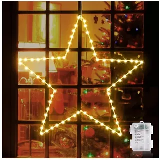 Quntis LED-Lichterkette Led weihnachtsdeko für fenster, innen/außen, weihnachtsstern, Led Stern mit Timer Memory Funktion weiß