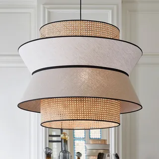Pendelleuchte MARKET SET, Singapour XXL, dimmbar, Beige, für Wohnzimmer, Stoff / Textil, Design - 60