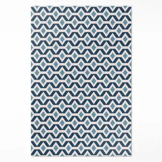 wallfluent Tulup Teppichläufer 60 x 90 cm Blau/Petrol