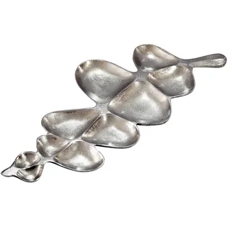 FineBuy, Dekoschale, Dekoschale Blatt Aluminium Schale 60,5cm Tischdeko Metall Wohnaccessoire Alu