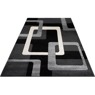 Teppich MY HOME "Maxim" Teppiche Gr. B/L: 120 cm x 170 cm, 13 mm, 1 St., schwarz Esszimmerteppiche Hoch-Tief-Effekt, Kurzflor, 3D-Design