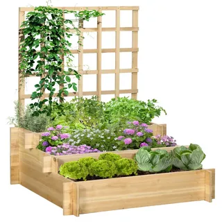 Outsunny 3-stufiges Hochbeet 95 x 95 x 110 cm Braun