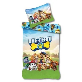 PAW PATROL Kinderbettwäsche Paw Patrol One Team Kindergarten Bettwäsche 100x135 blau
