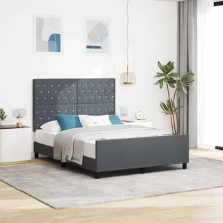 vidaXL Boxspringbett mit Kopfteil Dunkelgrau 140 x 200 cm Samt