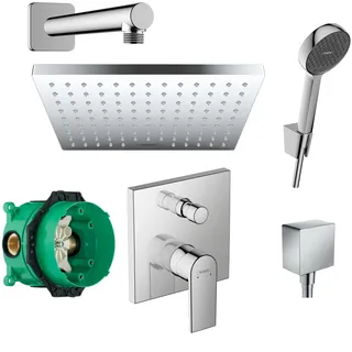 Hansgrohe Duschsystem mit Duscharmatur Unterputz und Regendusche HGK01 poliert