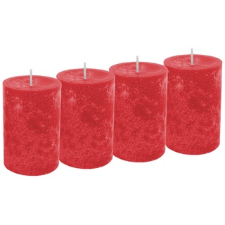 Unbekannt 4 Stumpenkerzen Rot Feuerrot Tischdeko Advent Hochzeit Weihnachten Adventskranz