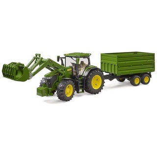 Bruder® Spielzeug-Traktor 03155 - John Deere 7R 350 mit Frontlader und Anhänger, Maßstab 1:16, Grün, Spielzeugtraktor grün